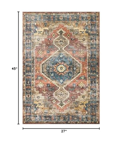 Loloi Skye Rust/Blue 2'-3" x 3'-9" Accent Rug - color: Rust / Blue, size: 2'3" x 3'9" (Rectangular)