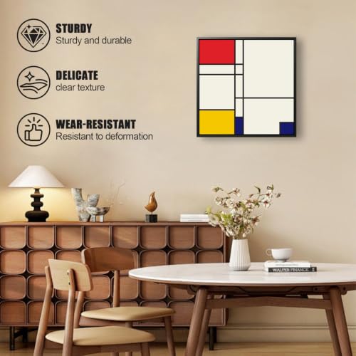 lzhewall Mondrian Style Wall Art, Abstract Geometric Painting, Black Frame