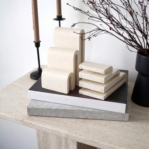 Yalikop Decorative Bookends for Shelves Set of 2 Heavy Duty Concrete