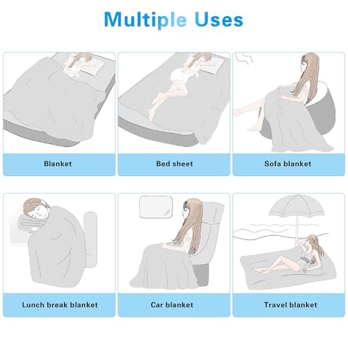 AmyHomie Cooling Blanket King Size 90"x108", 100% Rayon Derived from Bamboo - color: Light Gray, size: King (108"x90")