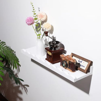 Suzile 2 Pcs Scalloped Floating Wall Shelves,12",White - color: White, size: 12"