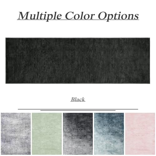 LIANLAM 2x6 Washable Runner Rugs, Black Stainproof Non-Slip for Hallway - color: Black, size: 2' x 6' (Runner)