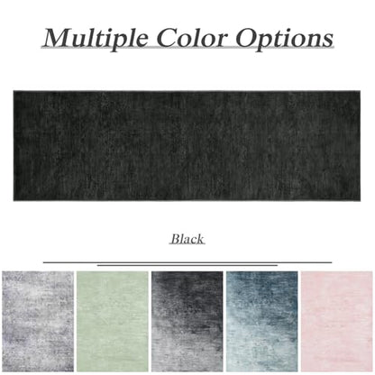 2.7x6 Washable Area Rug, Black Solid Area Rugs for Living Room & Bedroom - color: Black, size: 2'8" x 6' (Runner)