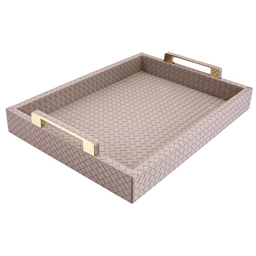 Faux Leather Serving Tray, Cinnamon Pink, 16" x 12" - color: Cinnamon Pink