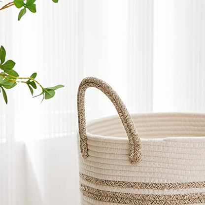 VIPOSCO 30L Small Woven Laundry Basket Hamper, Brown White - color: Brown & White, size: 30L