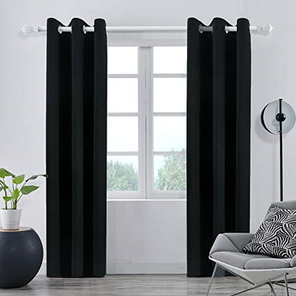 Pickluc Grommet Blackout Curtain for Bedroom, Light Blocking Drapes, Thermal Insulated, Noise Reduction, 42 Inches Wide x 84 Inches Long, Black, 2 Panels - color: Black, size: 42"W x 84"L (Pack of 2)