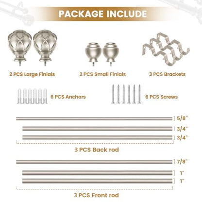 KAMANINA Double Curtain Rod 36 to 72 Inch, Adjustable Rods, Champagne Gold - color: Champagne Gold, size: 36-72"