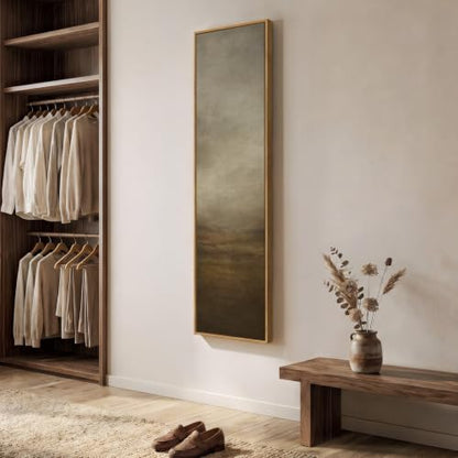 Framed Long Narrow Abstract Neutral Brown Rustic Vertical Wall Art, 14x56 - color: Neutral Brown, size: 56"L x 14"W