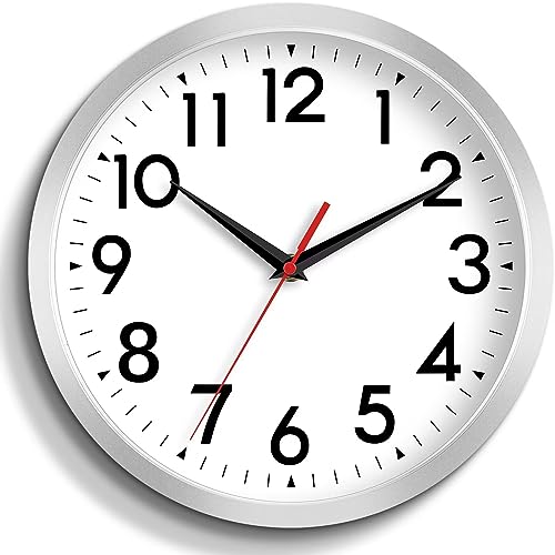 DAXSMY 8 Inch Wall Clock, Battery Operated Silent Non Ticking - color: B-silver, size: 8"