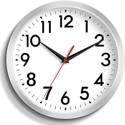 DAXSMY 8 Inch Wall Clock, Battery Operated Silent Non Ticking - color: B-silver, size: 8"