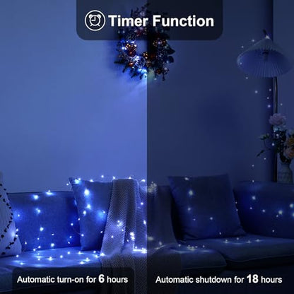 Ariceleo 1 Pack 16.4ft Battery Operated String Lights with Timer, Cool White with Synchronized Twinkle Mode, Fairy Lights Battery Powered, 50 LEDs, Idea for Christmas Bedroom Party Wedding - color: Cool White, size: 1 Pack-Upgrade