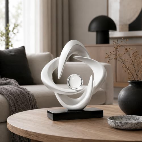Abstract Art Sculptures Living Room Office Book Shelf Decor - color: White