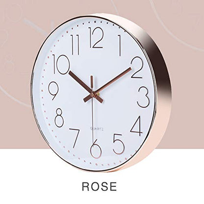 jomparis 12 Inch Battery Operated Silent Non-Ticking Wall Clock, Quality Quartz Sweep Rose Gold Wall Clock for Home Bedroom School - color: 1 Pack - Rose Gold, size: 12 Inch