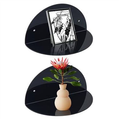 ROYALITA 2-Pack Small Acrylic Shelves Room Decor Floating Shelves, Black - color: Black