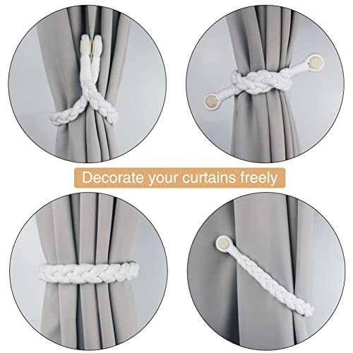 Magnetic Soft Curtain Tiebacks Rope Cotton Window Curtain Holdbacks Porlau - color: White, size: 2 Pack