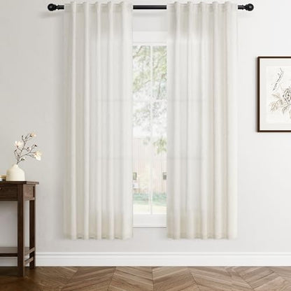 Jowels Natural Linen Curtains 78 Inch Long 2 Panels for Living Room - color: Natural, size: 40"W x 78"L (Pack of 2)