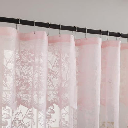 Pink Leaf Floral Lace Shower Curtain with Valance, 72 x 72 Inch 1 Panel - color: Pink, size: 72"W x 72"L (Pack of 1)