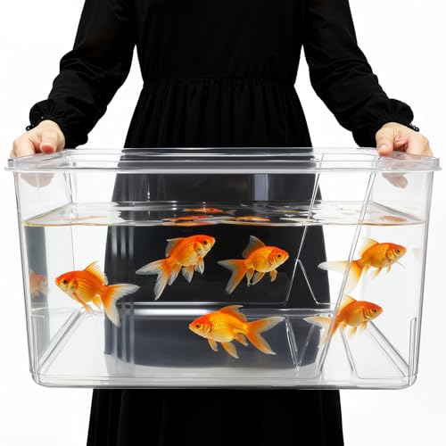 Geelin 7 Gallon Plastic Fish Tank Large Bowl Shatterproof with Crystal Clear Clarity for Terrarium, Flower Vase Centerpiece Gift for Fish Lovers (Square) - size: 7 Gallon, style: Square
