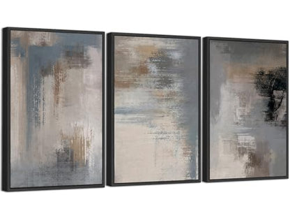 Large Framed Canvas Wall Art, Modern Grey Abstract Prints, 20"x28"x3 - color: grey, size: 20" X 28" X 3pcs Framed