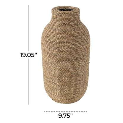 Deco 79 Seagrass Vase, Vase 10" x 10" x 19", Brown - size: 10" x 10" x 19"