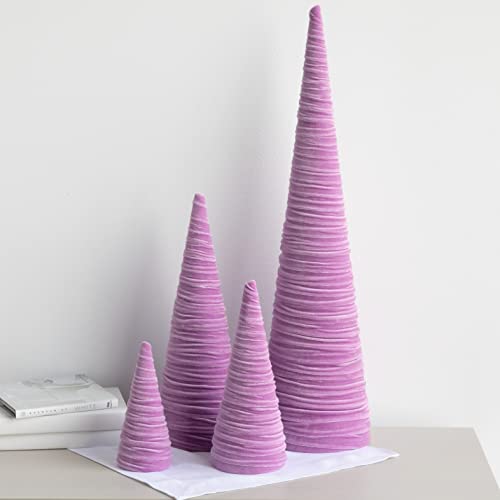 Your Heart's Content Set of 4 Velvet Trees, Lavender Mantel Accent, Valentine's, Holiday Tree Tabletop, Coquette Home Decor, Teen Girls Room, Wedding Centerpiece (Lavender) - color: Lavender