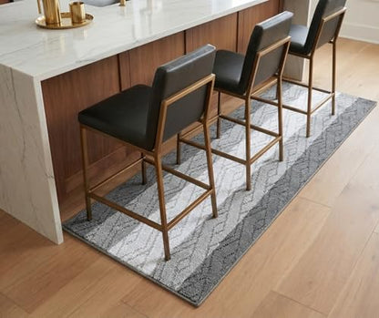 Custom Size Hallway Runner Rug Damask Grey Color 31 inch Wide Select Your Length Non-Slip (Skid Resistance) Rubber Backing 4 feet x 31 inch - color: Knit Black, size: 2'7" x 4' (Runner)