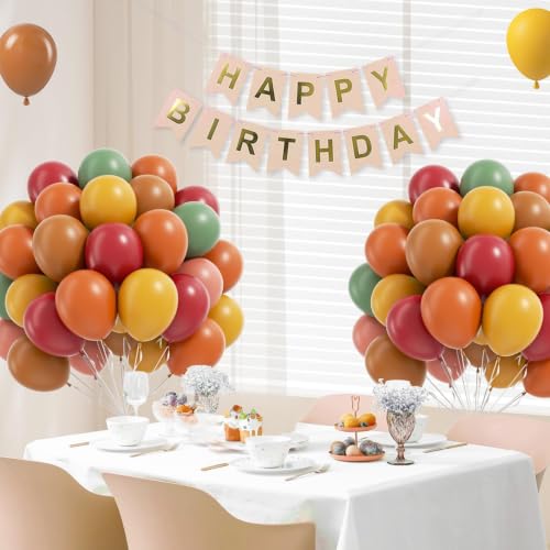12inch Fall Balloons with Burgundy Brown Thanksgiving balloons - color: Burnt Orange Burgundy