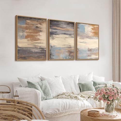 Large Framed Canvas Wall Art, Abstract Colorful Painting Picture, 20"X28"X3 - color: Sepia, size: 20" X 28" X 3pieces Framed