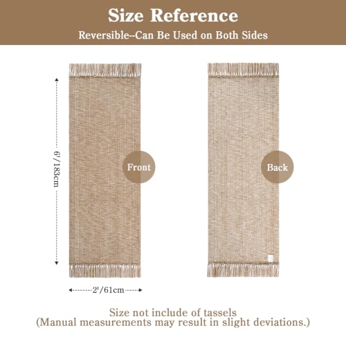 Collive 2' x 6' Kitchen Runner Rug, Modern Farmhouse Washable Bathroom Mat - color: Tan/Cream, size: 2' x 6' (Rectangular)