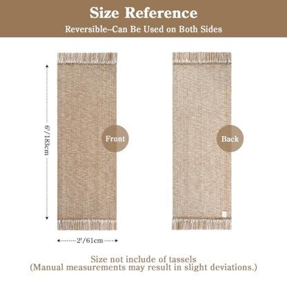 Collive 2' x 6' Kitchen Runner Rug, Modern Farmhouse Washable Bathroom Mat - color: Tan/Cream, size: 2' x 6' (Rectangular)