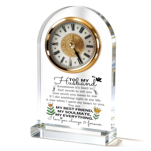 WKYAER Gifts from Wife to Husband, Acrylic Desk Clock Decor, Gifts for Husband on Anniversaries, Birthdays, Valentines Day, and Christmas, Tabletop Clock for Bedroom Office Bookshelf 4.3 x 7.8 in - color: Wife