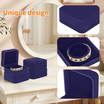 KUKUVR 4 Pcs Velvet Bracelet Gift Box, Jewelry Storage Holder Case for Bangle Anklet beaded bracelet Birthday Anniversary, Gift for Women (Blue) - color: Blue