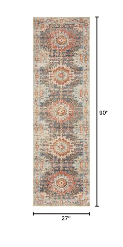 Loloi Jocelyn Mist/Multi 2'-3" x 7'-6" Runner Rug - color: Mist / Multi, size: 2'3" x 7'6" (Rectangular)