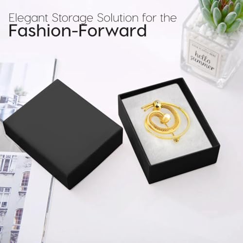 BULK PARADISE 6 Pack Cotton Fill Black Cardboard Paper Jewelry Box Gift Size 3.08 x 2.28 x 1.1 Inches Perfect for Small Gifts - color: Black