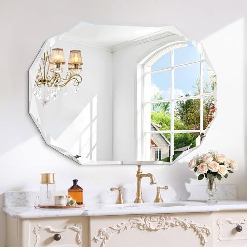 GLASHOM Frameless Mirrors for Bathroom 30x40 inch - size: 30"L x 40"W