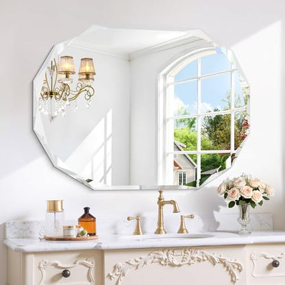 GLASHOM Frameless Mirrors for Bathroom 30x40 inch - size: 30"L x 40"W