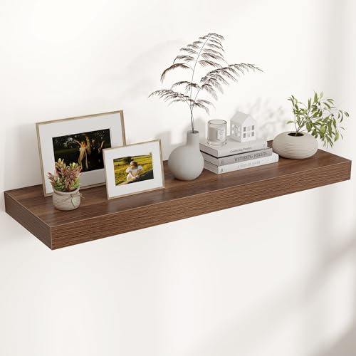 40 Inch Floating Shelves for Wall, 12"D Wood Storage Shelves, Walnut Finish - color: Walnut, size: 40 Inch