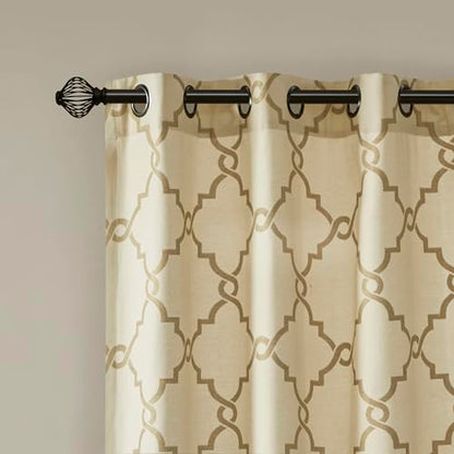 Madison Park Fretwork Print Window Curtain 1 Panel, 50x84 Beige/Gold - color: Beige/Gold, size: 50"W x 84"L (Pack of 1)