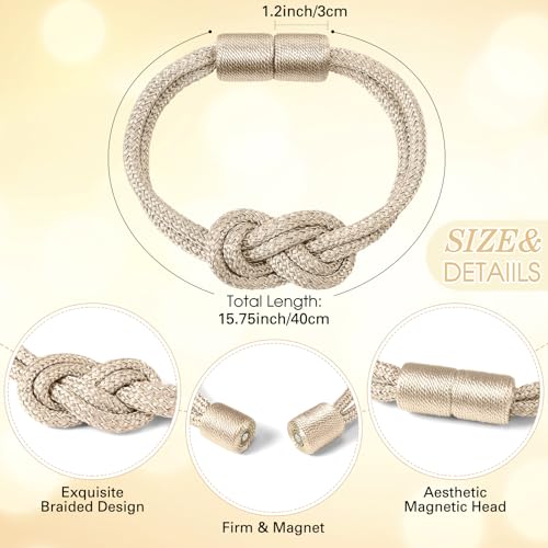 Queekay 2 Pcs Magnetic Curtain Tiebacks, 2 Style Holders, Platinum - color: Platinum