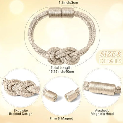 Queekay 2 Pcs Magnetic Curtain Tiebacks, 2 Style Holders, Platinum - color: Platinum