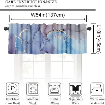 Abstract Marble Window Valance, Modern Luxury Multicolor Marble Abstract Liquid Art Print Blackout Short Curtain for Cafe Bedroom Living Room Kitchen, 54x18inch - color: Marble-1