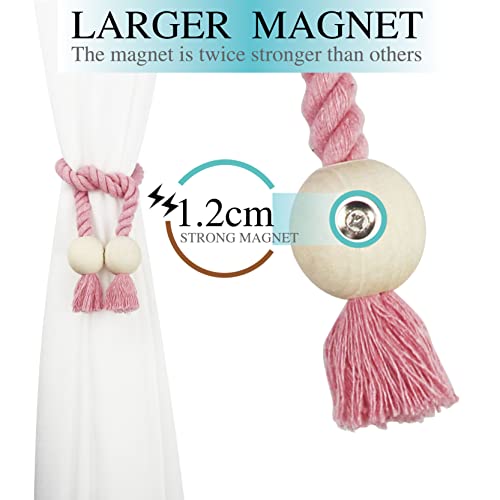Magnetic Curtain Tiebacks Decorative Tie Back Drapes Holdbacks Nieffeiy - color: Pink