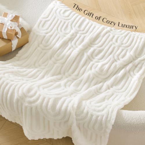 BEDELITE Cream White Boho Fleece Twin Blanket for Bed, 60x80 Inches - color: Cream White Boho, size: Twin(60"x80")