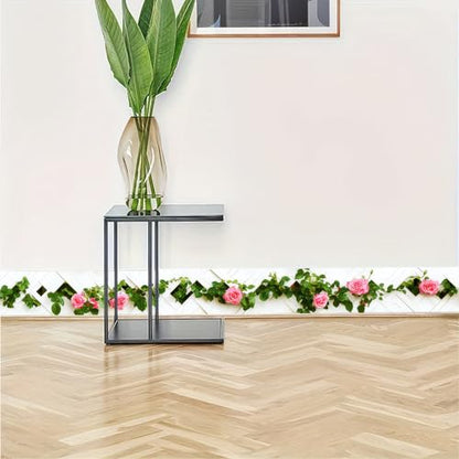 HOMETITUTE Peel and Stick Wallpaper Border 4x196in Rose Vine Pattern - color: Rose Vine