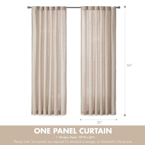Madison Park Linen Blend Curtain, Thermal Insulated, 1 Panel 50x84 Natural - color: Rod Pocket, Solid Natural, size: 50"W x 84"L (Pack of 1)