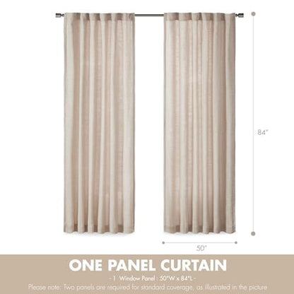 Madison Park Linen Blend Curtain, Thermal Insulated, 1 Panel 50x84 Natural - color: Rod Pocket, Solid Natural, size: 50"W x 84"L (Pack of 1)