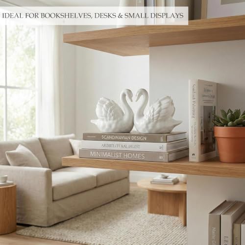 White Ceramic Swan Figurines Set, Wedding Decor, Love Gift - color: 2 Pcs - White