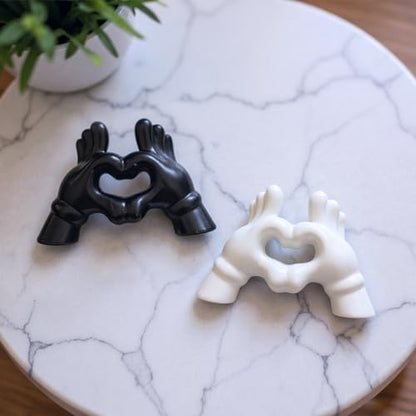 Zerzsy Heart Hands Sculpture Figurine, Black & White, Set of 2 - color: Black White-heart Hands