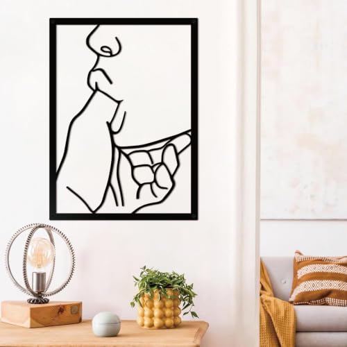 ruelen Metal Wall Art Abstract Wall Decor with Quiet Gesture Theme - color: Black
