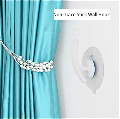 No Drill Tieback Holdbacks Adjustable Self Adhesive Curtain Tieback - color: Black